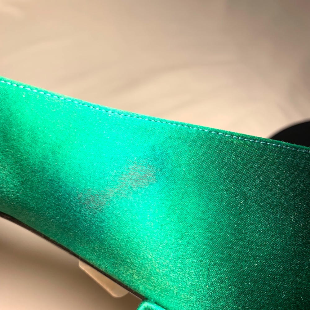 LK Bennett Pointed-Toe Flats in Emerald Green Satin with Bow Detail size 41/10.5 - Picture 12 of 12